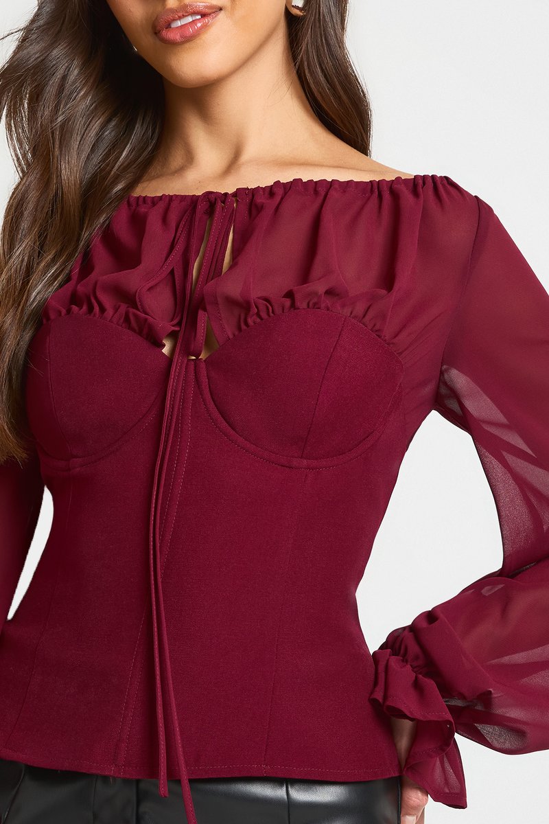 Celine | Chiffon Crepe High Neck Blouse