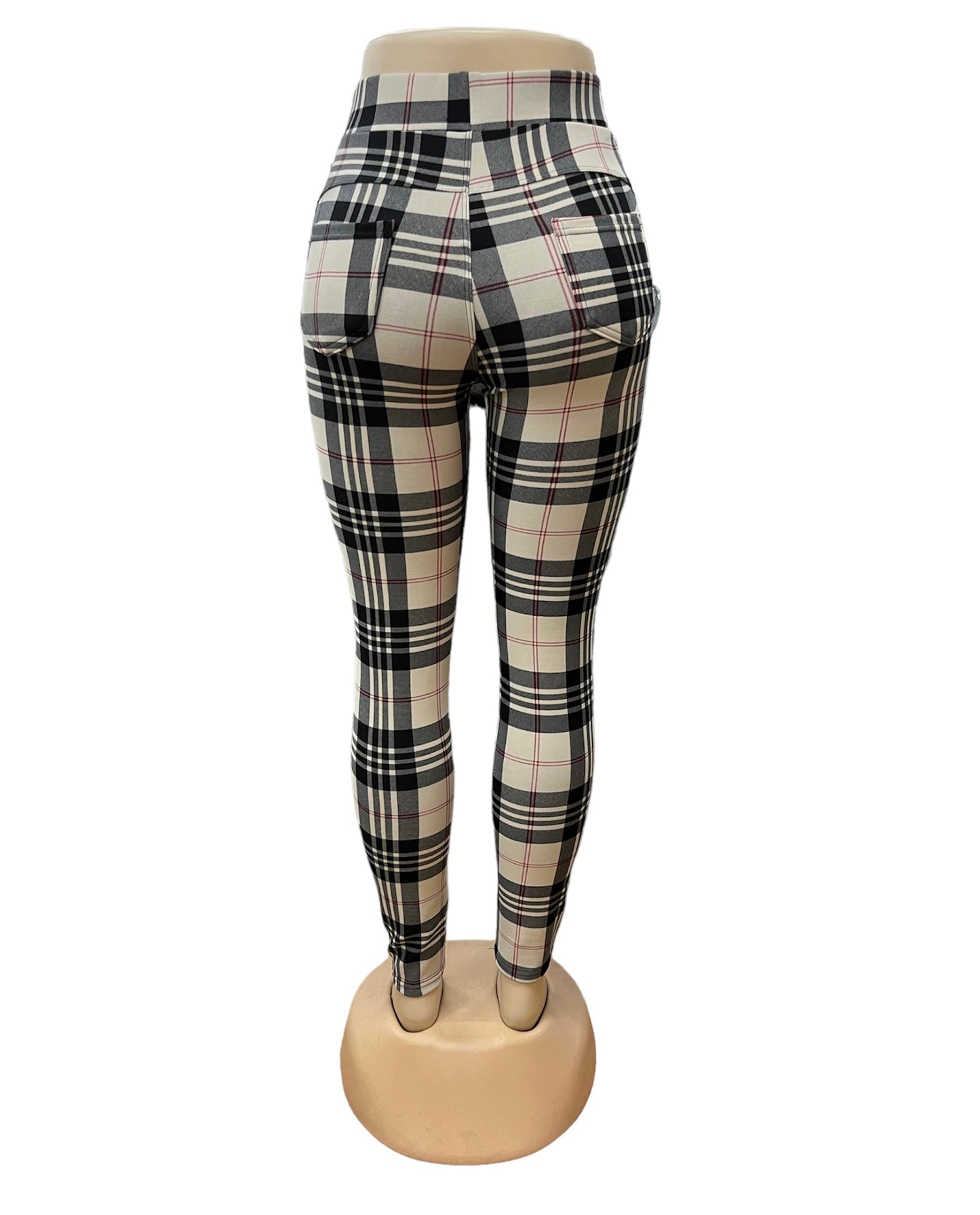 Angeline | Beige Brown Checked Comfort Pants