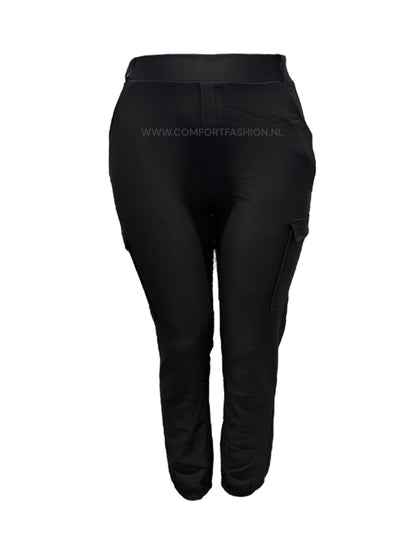 Dominique | Black Cargo Comfort Pants