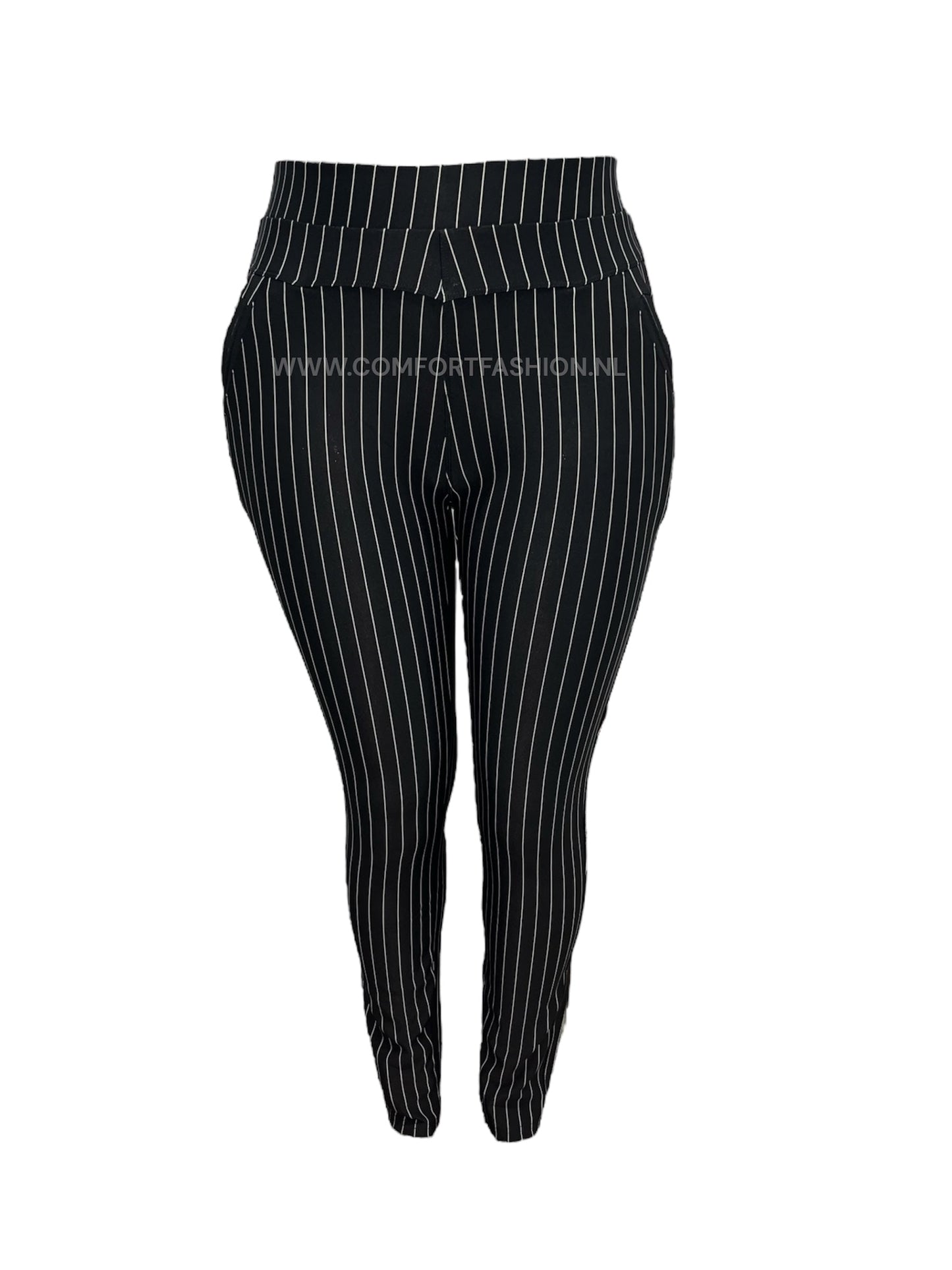 Marguerite | Black Chalk Stripe Comfort Pants