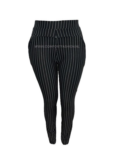 Marguerite | Black Chalk Stripe Comfort Pants