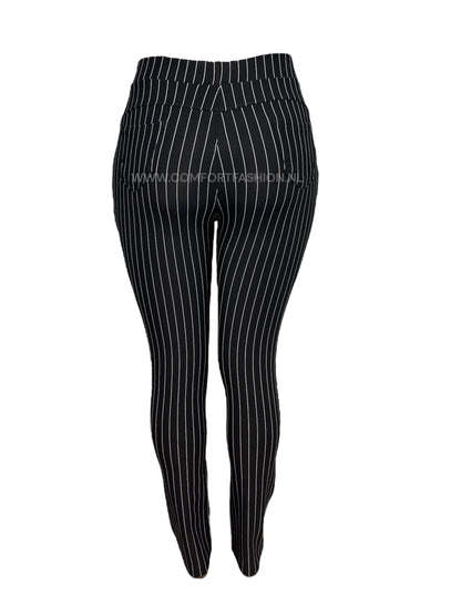 Marguerite | Black Chalk Stripe Comfort Pants