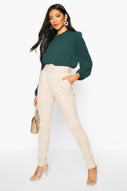 Claudia Frill Neck Blouse - Emerald