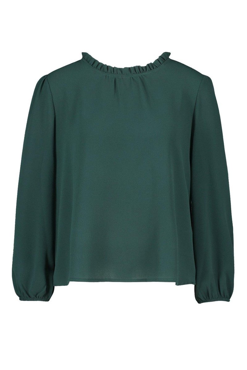 Claudia Frill Neck Blouse - Emerald Side