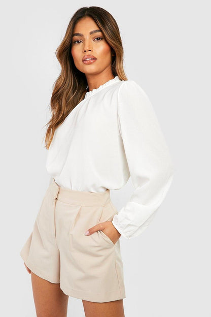 Claudia Frill Neck Blouse - Ivory