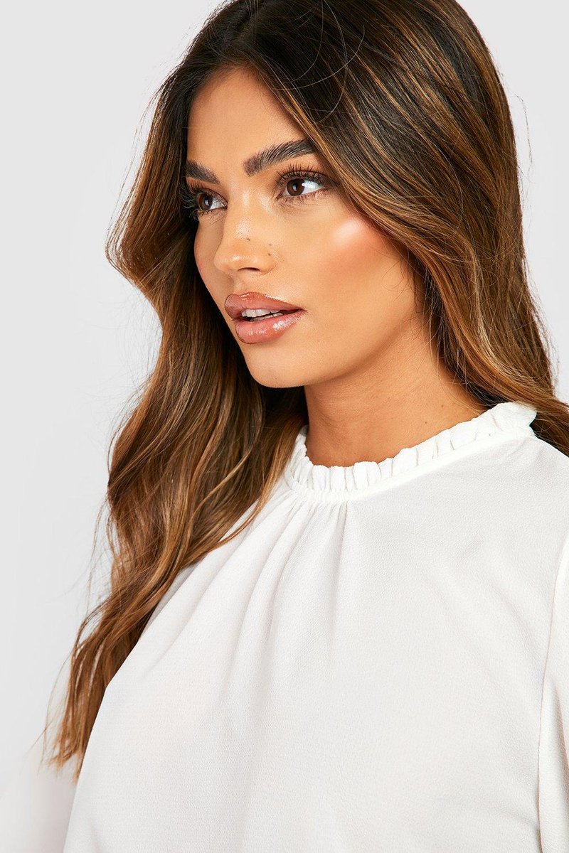 Claudia Frill Neck Blouse - Ivory Detail
