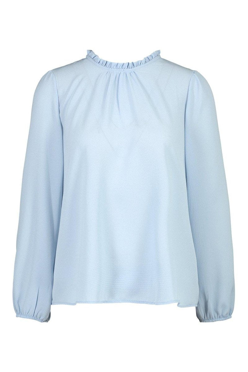 Claudia Frill Neck Blouse - Sky Side