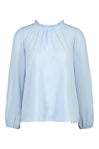 Claudia Frill Neck Blouse - Sky Side