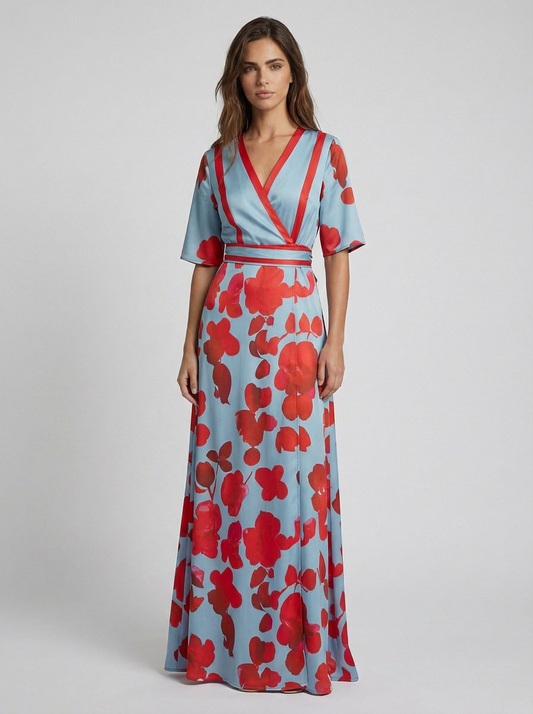 Pilar Deep V-Neck Elegant Long Maxi Dress