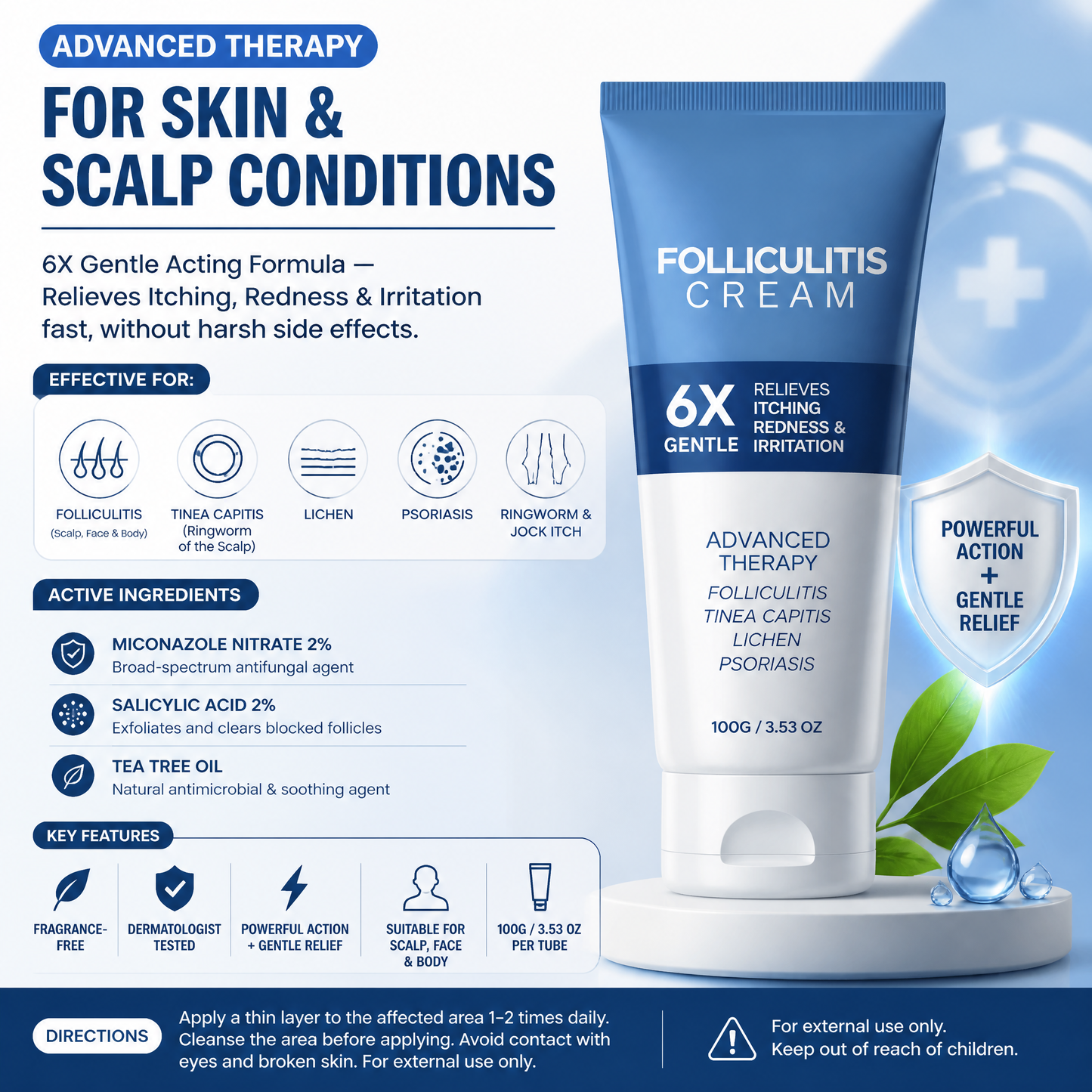 Folliculitis Treatment Cream — Advanced Antifungal with Tea Tree Oil