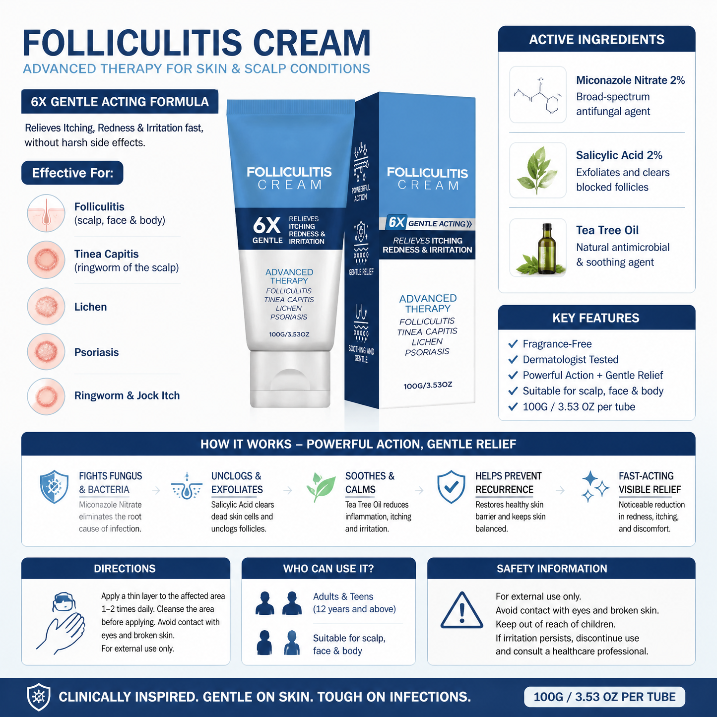 Folliculitis Treatment Cream — Advanced Antifungal with Tea Tree Oil