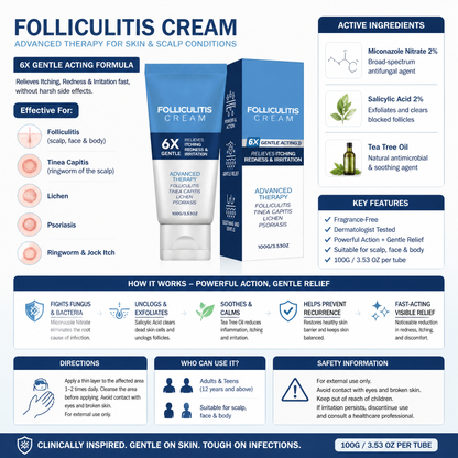 Folliculitis Treatment Cream — Advanced Antifungal with Tea Tree Oil