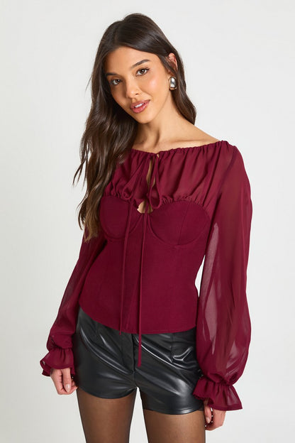 Celine | Chiffon Crepe High Neck Blouse