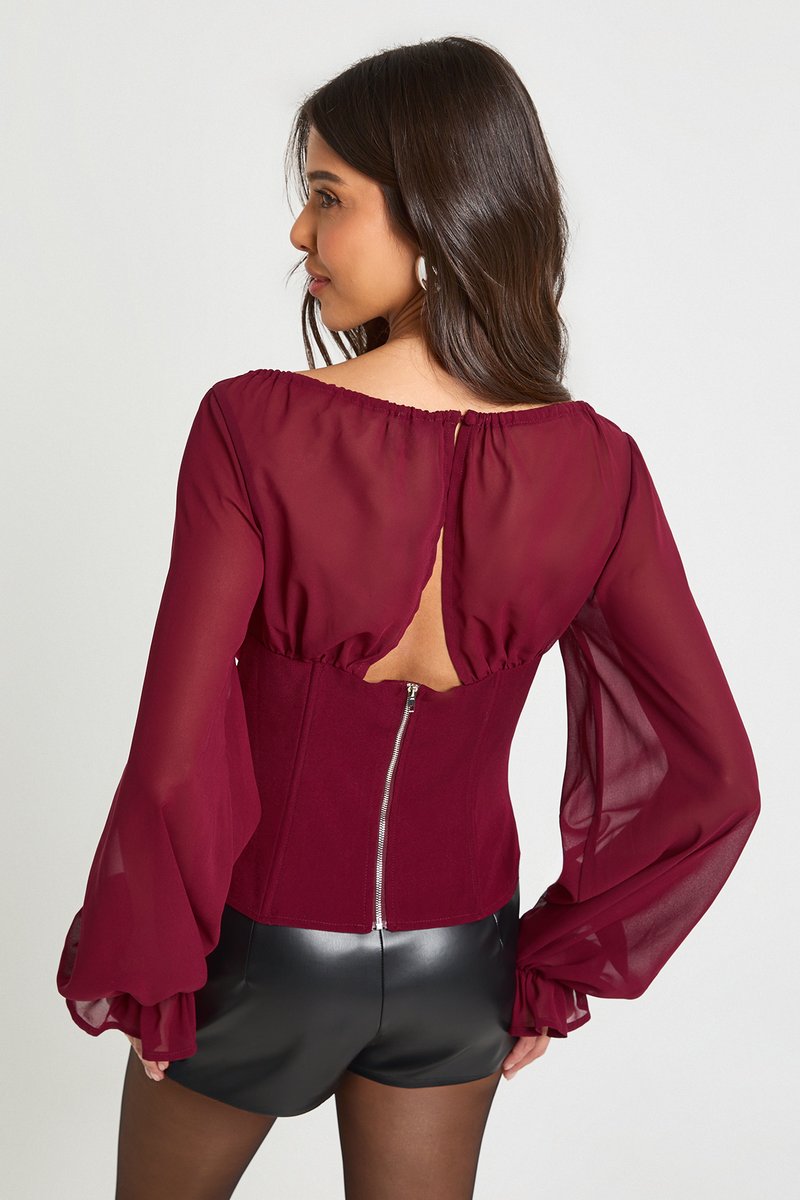 Celine | Chiffon Crepe High Neck Blouse