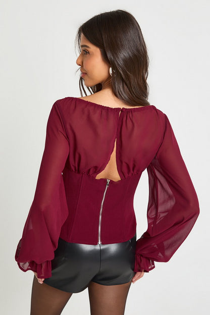 Celine | Chiffon Crepe High Neck Blouse