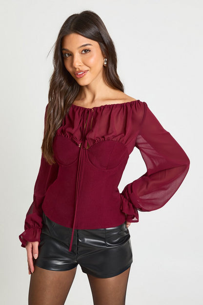 Celine | Chiffon Crepe High Neck Blouse