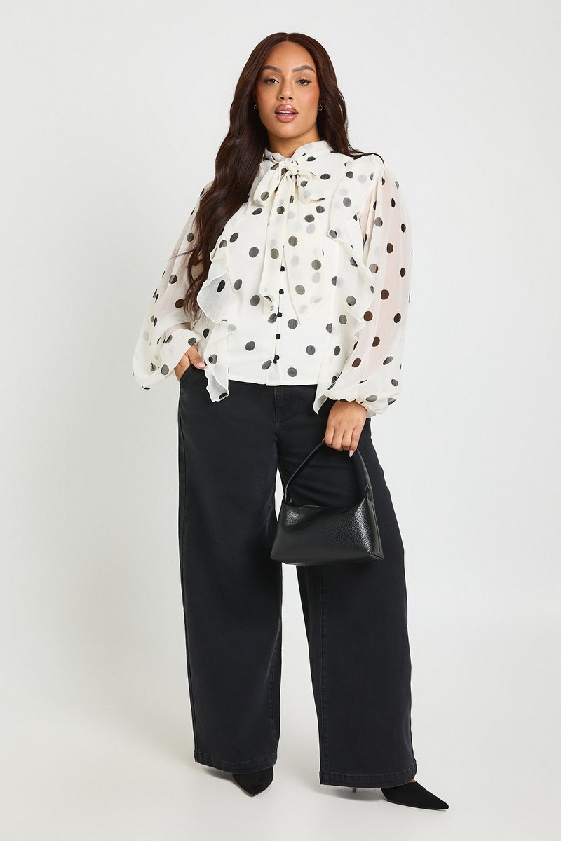 Charlotte | Polka Dot Chiffon Balloon Sleeve Blouse