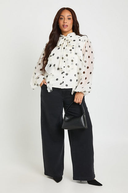 Charlotte | Polka Dot Chiffon Balloon Sleeve Blouse