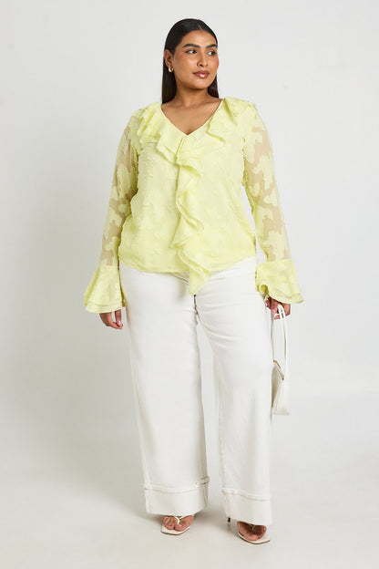 Delphine | Ruffle Burnout Blouse