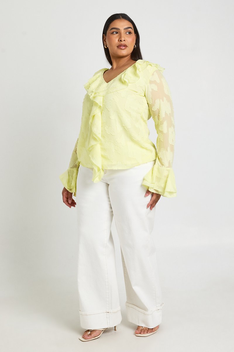 Delphine | Ruffle Burnout Blouse