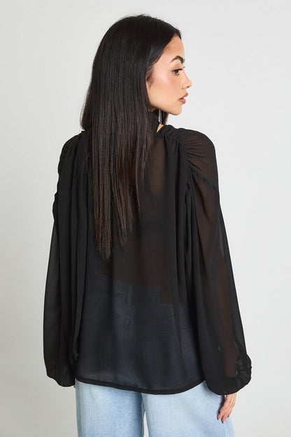 Sylvie | Chiffon Scarf Volume Sleeve Blouse