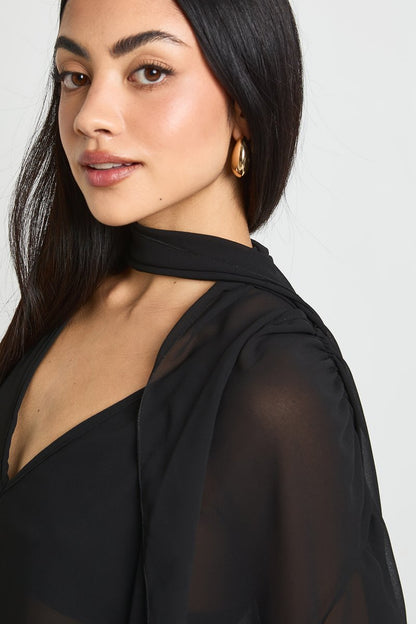 Sylvie | Chiffon Scarf Volume Sleeve Blouse