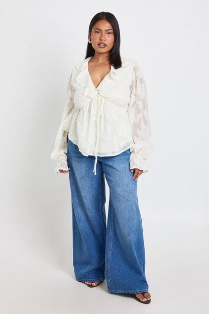Manon | Burnout Ruffle Tie Front Smock Top