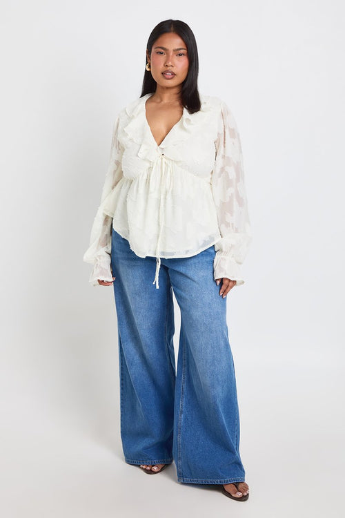 Manon | Burnout Ruffle Tie Front Smock Top