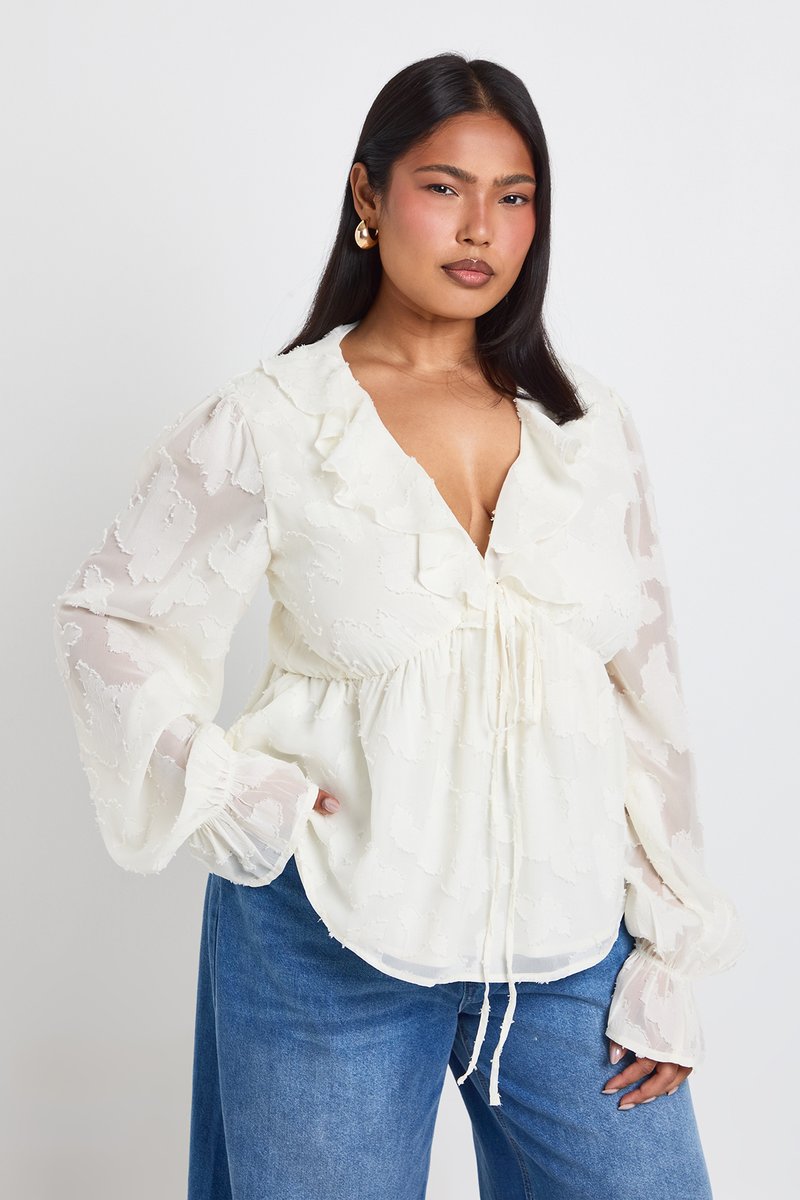Manon | Burnout Ruffle Tie Front Smock Top