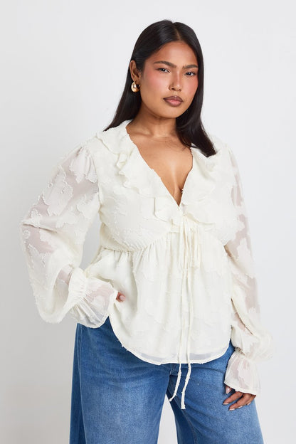 Manon | Burnout Ruffle Tie Front Smock Top