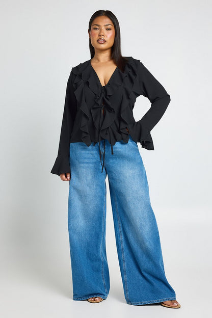 Juliette | Tie Front Ruffle Blouse