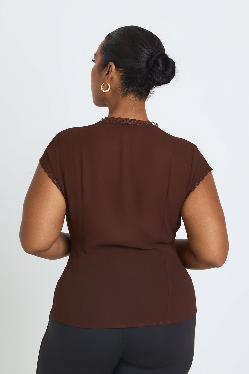 Renee | Lace Trim Button Down Top