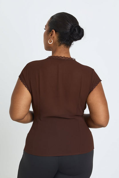 Renee | Lace Trim Button Down Top