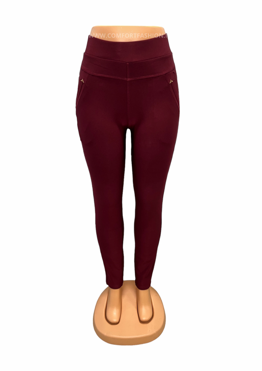Roseline | Bordeaux Red Comfort Pants