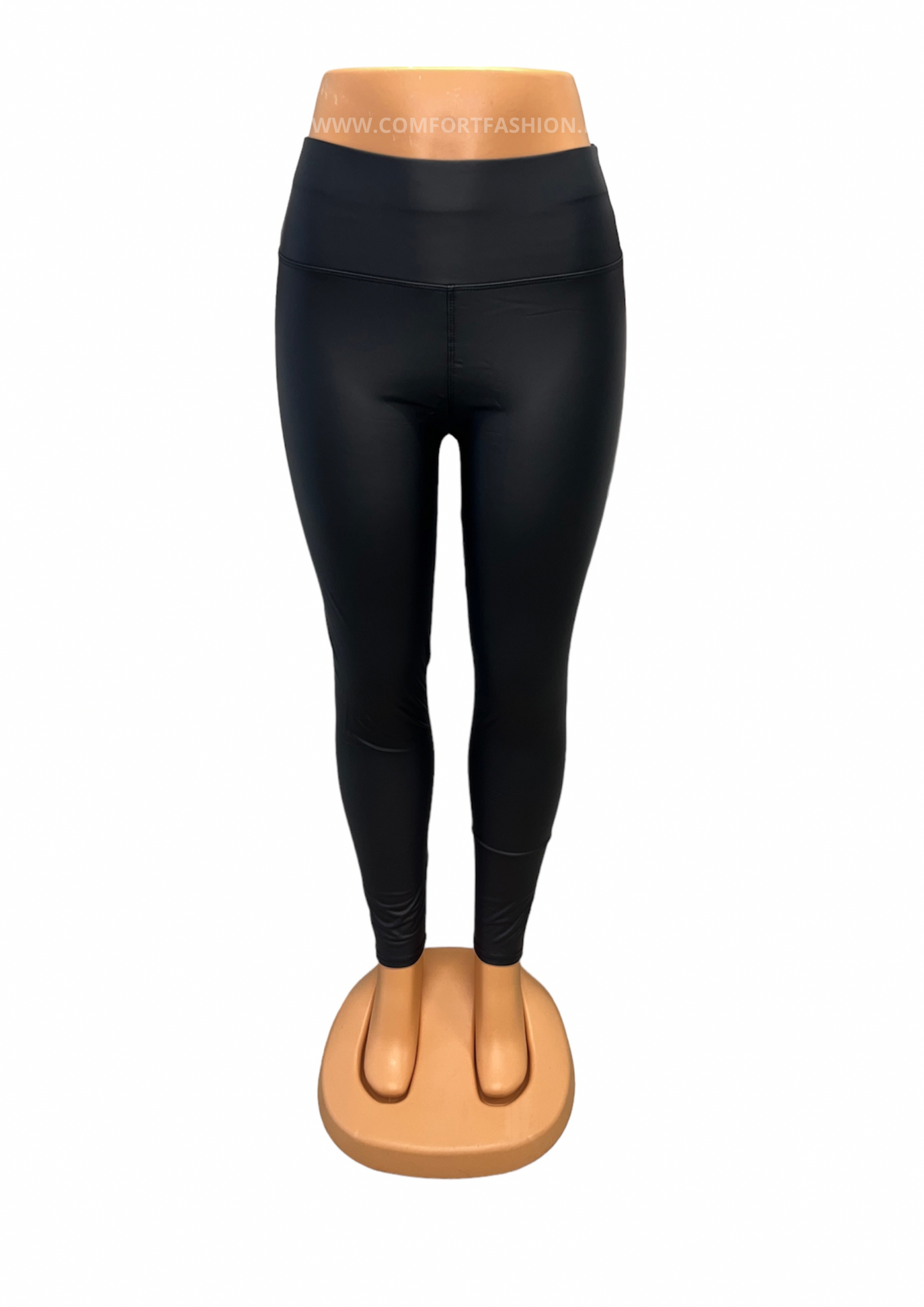 Coralie | Black Faux-Leather Leggings